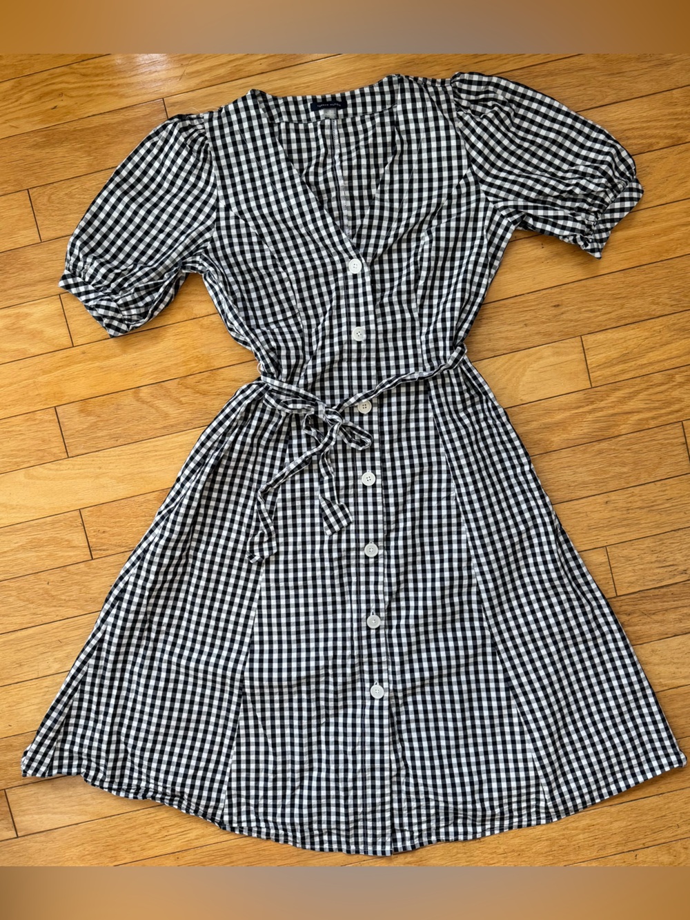 Black & White Gingham Tommy Hilfiger Tie Waist Shirt Dress Size 8